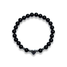 Majas Perlen Turmalin Armband Perlen echt 6mm Herz Edelstahl Silber - Größen 15 bis 17cm passend - Handmade Perlenarmband Rosa Liebe Freundschaft Romantik - Spiritueller Schmuck Damen