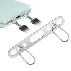ZXZone iPhone Hang 2 Way Metal Phone Tether Tab, Upgraded Double Buckle Hole Ring Cell Phone Lanyard Patch, Phone Strap Replacement Part for iPhone Cases (Silvery-TQ)