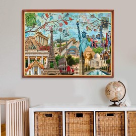 AveJoys Jigsaw Puzzles for Adults 1000 Piece Postcard of World Landmarks 27.56 x 19.69 Inch Jigsaw Puzzle for Adults Educational Game 1000 Pieces Landmarks Puzzles for Adult