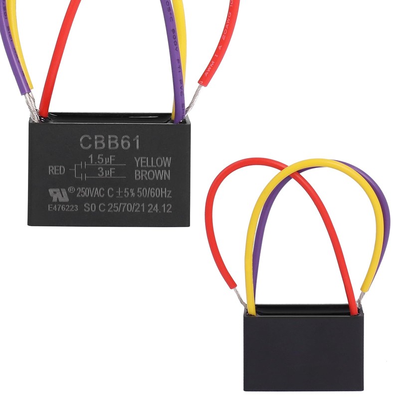 PODOY Ceiling Fan Capacitor 𝟏.𝟓𝐮𝐟+𝟑𝐮𝐟 for CBB61 1.5uf+3uf 3 Wire