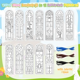 Easter He is Risen Color Your Own Bookmarks for Kids - 120Pcs Religious Theme DIY Coloring Blank Bookmark Christian Classroom Art Craft Supplies for Students Easter Sunday School Reward Goodie Fillers