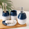 Ceramic Bathroom Accessories Set of 4 Gradient White and Blue