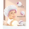 mikimini White Shower Cap Waterproof Reusable, Double Layers Bathing Hair