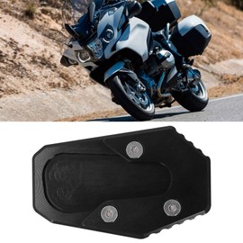 Foot Side Stand Extension Pad Plate, Convenient Durable Motorcycle Kickstand Extender Lightweight for Motorcycle for Most People(Black)