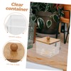 ABOOFAN Cube Cotton Swabs Holder Transparent Dustproof Storage Box with