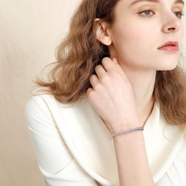 PICKBEAU 18K Gold Plated 4mm Cubic Zirconia Classic Tennis Bracelet | Silver Bracelets for Women Size 7.5 Inch