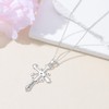 LEECCI Capricorn Cross Necklace 925 Sterling Silver Capricorn Pendant Zodiac