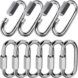 Lsqurel Quick Link 304 Stainless Steel Locking Carabiner Heavy Duty Chain Link (M8, 10Pcs)