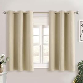 BGment Beige Short Curtains for Kitchen Window, Room Darkening Curtains 45 Inch Length Thermal Insulated Drapes for Small Bedroom, Set of 2 Panels, 38 x 45 Inch