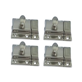 QCAA Oval Turn Cabinet Latch, for Cupboard & Other Furniture, Small, Chrome Plated, Made in Taiwan, 4 Pack