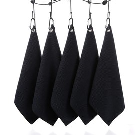 5 Pcs Microfiber Towel with Hook Cleans Clubs Balls Hands Towel 30x30cm