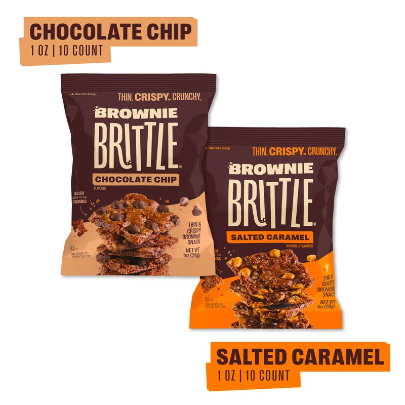 Brownie Brittle – Chocolate Chip & Salted Caramel Thin and