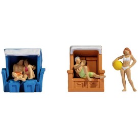 NOCH® Set of figures in the beach chair with detailed figures, gauge H0 for relaxing holiday scenes on your model train