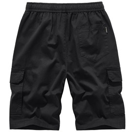 Msmsse Men's Cargo Shorts Relaxed Fit Casual Cotton Shorts Outdoor Hiking Shorts with Multi Pockets Black US 34