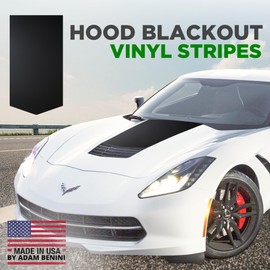 BENINI DESIGN STUDIO 2014-2019 Corvette C7 Hood Racing Stripe Vinyl Decal Black Blackout Compatible with 14-19 Corvette C7 2014 2015 2016 2017 2018 2019 (Gloss Black)