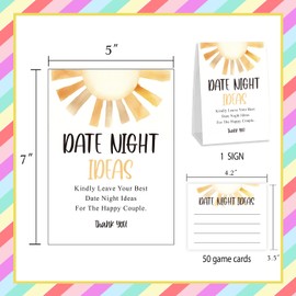 ZAQTS Date Night Cards Game, Bridal Shower Game 1 Sign and 50 Cards, Bridal Shower Decorations, Date Night Ideas for Bridal Shower, Wedding Shower Games(dnyx09)