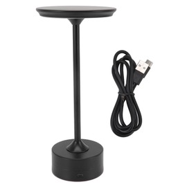 Cordless Table Lamp Rechargeable 2000mAh 3 Levels Brightness Portable USB C LED Metal Bedside Lamp Black