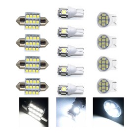 FZJDSD LED Light Bulbs Kit Set Car Interior Dome Map Door Courtesy License Plate Lights 194 LED Light Bulb 6000K 168 T10 2825 5SMD LED DE3175 Led Car Bulb, 31mm 1.22in 3175 (Pack of 13)