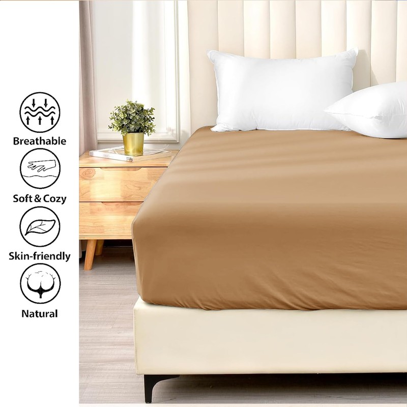 AL NOOR HOME Premium Beige Fitted Sheet - 100% Pure