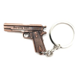 4Trails Beretta 92F Retro Imitation Pistol Gun Pew Pew Vintage Bronze Keychain Metal Gun Model KeyRing