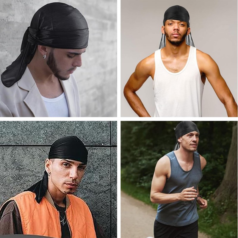 1 Pcs Silky Durag – Silk Du Rags for Men,