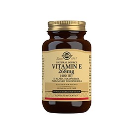 Solgar Natural Source Vitamin E 268 mg (400 IU) Vegetable Softgels, Brown, 50 Count (Pack of 1)