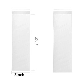 KoberrLi 3 x 8 inchs Clear Resealable Cello Cellophane Bags 100 Pcs Long Clear Cookie Bags Self Adhesive for Candy Cookies Cards Dipping Bags