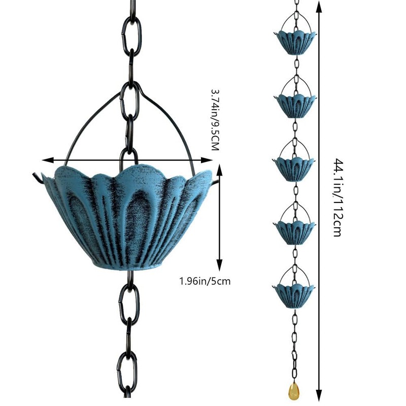 Rain Chain Gutter Downspout Catcher Outside Water Diverter Decorative Garden