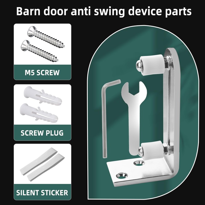 Akso Aoyupe Barn Sliding Door Floor Fixed Rails, Adjustable Stay