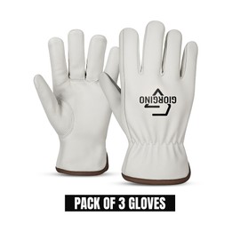 Premium Leather Work Gloves With FREE Assorted Work Cap Top-Grain Cowhide Heavy Duty Working Gloves Men & Women,Safety Gloves (Large)