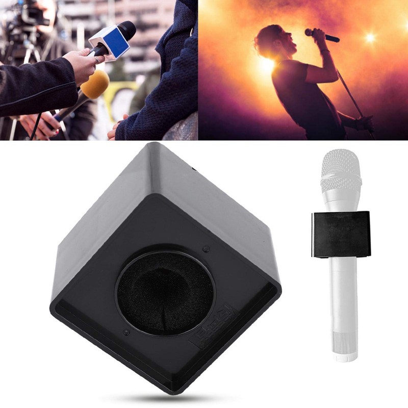 Mic Flag, Cube Shaped Portable Black 41mm Diameter Microphone Logo