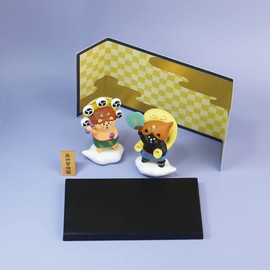 DECOLE ZCB-51421 Concombre Folding Screen Set, Fengjin, Thunder God, Protection of Five Grain, Figurine, Cat, Cat