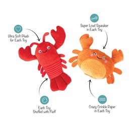 Fringe Studio Plush Dog Toy Set,You're Pretty Snappy Lobster & Crab 2 Piece Set,Pet Shop Collection (312061)