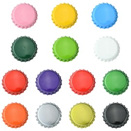 LiQunSweet - Tapones redondos planos para botella de cerveza de 140 unidades, 14 colores, para manualidades, joyería, pendientes, llaveros, manualidades, decoración de pared, accesorios a granel