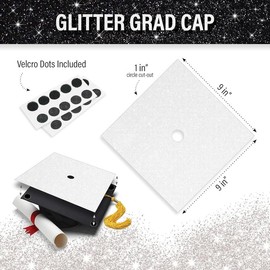Glitter Heavyweight  Construction Paper for Grad Caps, 5 Sheets, DIY Grad Cap Decorations (White) - Color: White