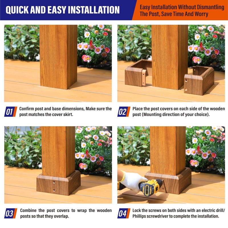 Prinfort 2pcs 6x6 Aluminum Deck Post Base Cover Outdoor, Decorative