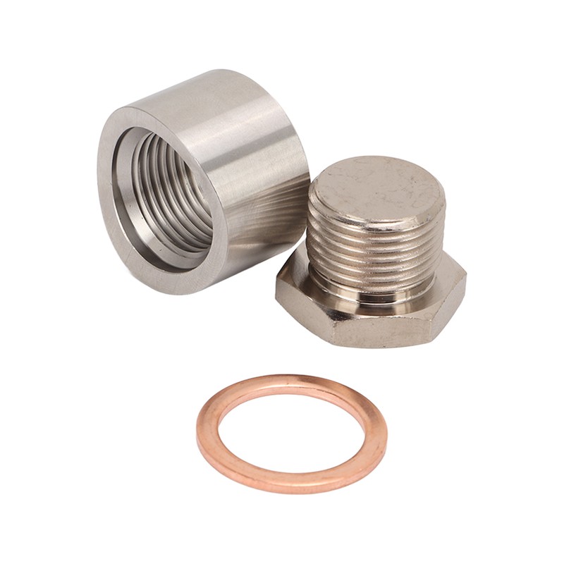 Oxygen Sensor Adapter Metal Mounting Bung Plug Gasket Fittings Auto