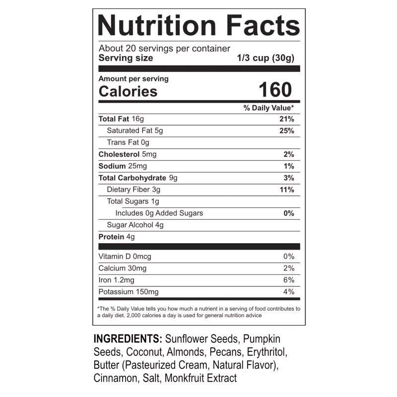 NuTrail Low Carb Keto Nut Granola, Cinnamon Pecan, 22 oz.