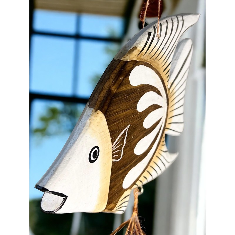 Tropical Fish Windchime – Bamboo & Wood Hanging Outdoor Garden