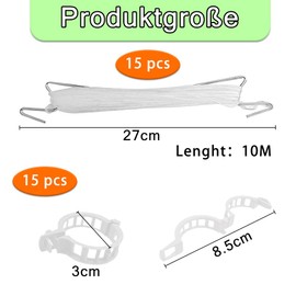 ZDQC 15 x Metal Tomato Hooks with Clip 15m String for Greenhouse & Garden