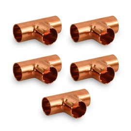 Supply Giant DDUF0034-5 Tee Copper Fittings With Sweat Ends, 3/4