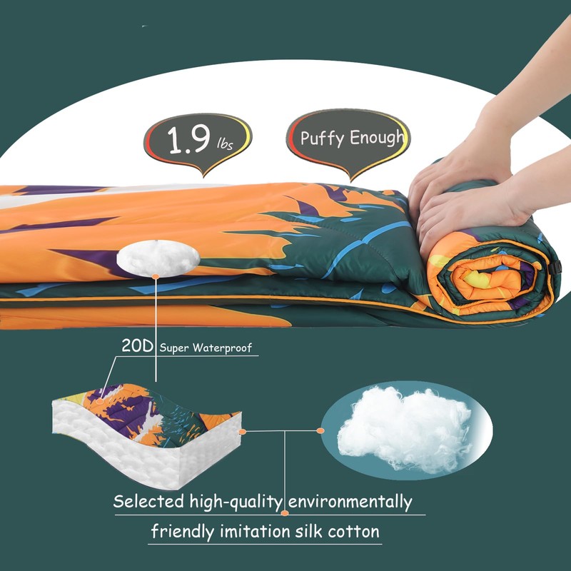 Bedvcaty Camping Blanket, Puffy Waterproof Travel Blanket, Warm Cozy Picnic