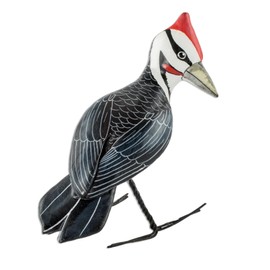 NOVICA Artisan Handcrafted Ceramic Figurine Guatemalan Posable Woodpecker Red Black Sculpture Animal Themed Painted Bird [6.25in L x 2in W x 3.9in D] ' Pileated Woodpecker'