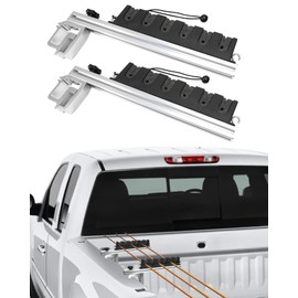 Truck Bed Fishing Rod Holder, Adjustable Aluminum Clamp on Rod Holder, Can Hold 6 Fishing Rods, Compatible with Truck Bed or Boat Pickup Truck Bed