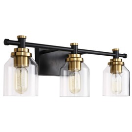 SOLFART Vintage Bathroom Vanity Light Over Mirror Glass Shade Bath Fixtures 3 Lights-7900