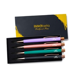 InnoBeta Wedding Gifts for Couples, Ballpoint Pen Set of 4, Ideal for Engagement, Anniversary, Bridal Shower - Mr & Mrs