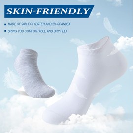 Ferriya 14 Pairs Ankle Socks for Men/Women, Seamless Thin Athletic Socks with Moisture-Wicking, Lightweight For Seasons Use(White,M)