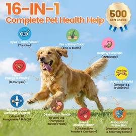 Dog Multivitamin Chews, 16-in-1 Vitamins & Supplements, 500 Soft Chews