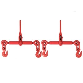 Aain Ratchet Load Binder Chain Binder with 1/4"- 5/16" Grab Hooks Heavy Duty Ratchet Chain 2600 Lbs Working Load LimitAdjustable Length Binder Ratchet, Red, 2 Pack
