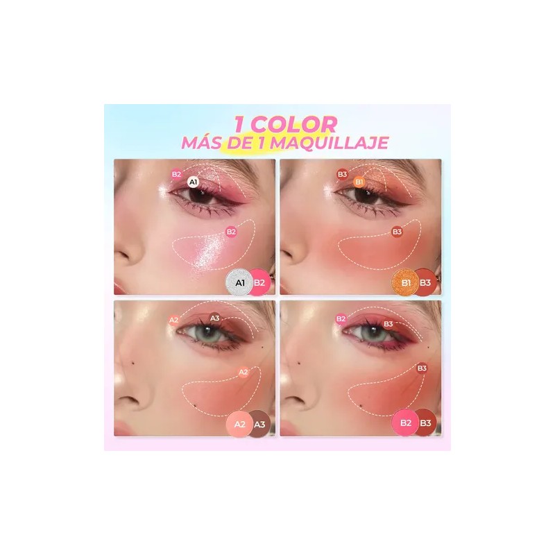 Minimeli 2pcs Kit Paleta 3en1 Rubor Iluminador Y Base Matte